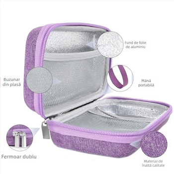Geantă de stocare refrigerată pentru insulină, cu termometru digital portabil, husă EVA cu carcasă rigidă, model YDSNB-006, brand Ruisen