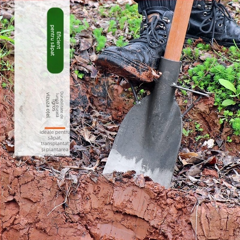 Lopată pentru copaci din oțel mangan, set de trei piese pentru transplantarea rădăcinilor și răsadurilor