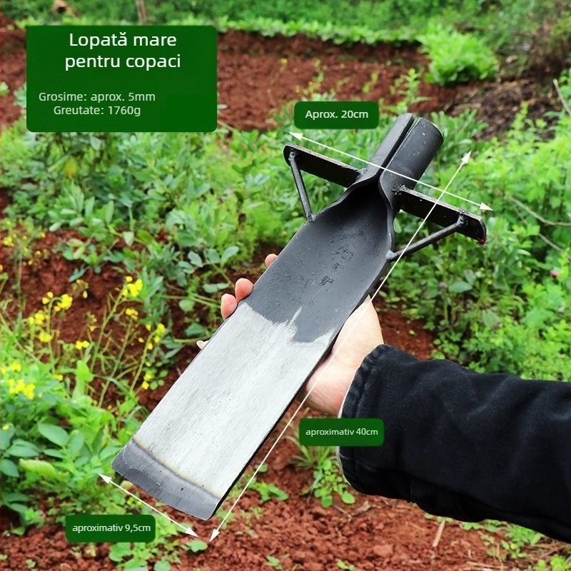 Lopată pentru copaci din oțel mangan, set de trei piese pentru transplantarea rădăcinilor și răsadurilor