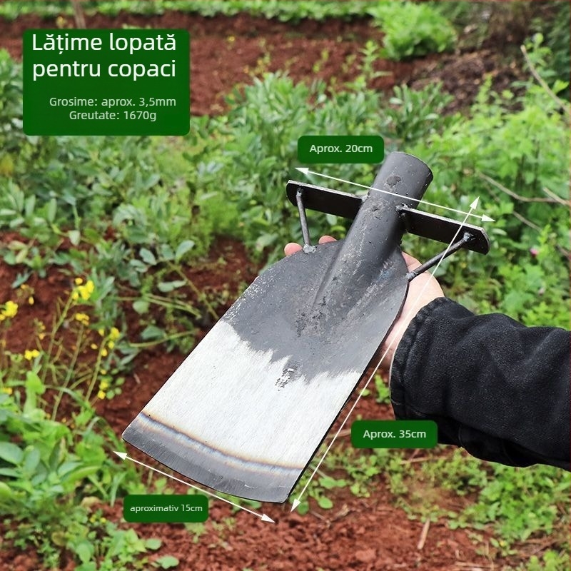 Lopată pentru copaci din oțel mangan, set de trei piese pentru transplantarea rădăcinilor și răsadurilor