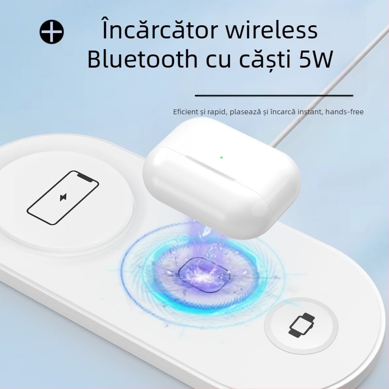 F184 Încărcător wireless magnetic 3-în-1, USB-C, certificat CE/FCC/ROHS