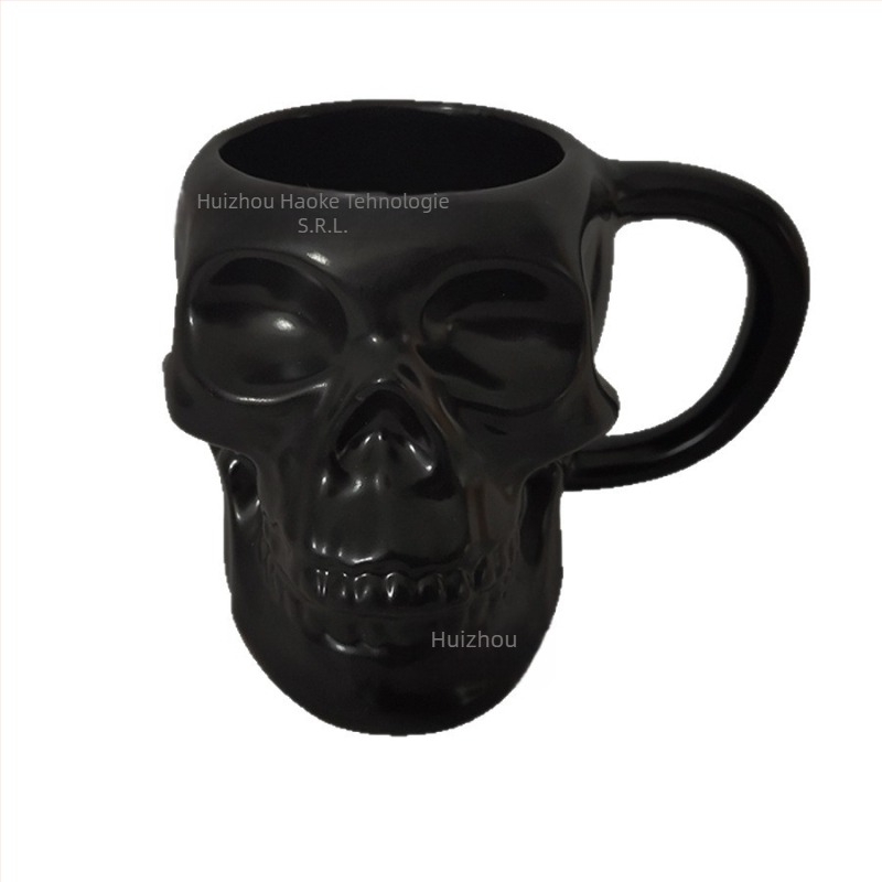 Cană ceramică cu craniu, temă Halloween, ambalată într-o cutie de cadouri din hârtie, potrivită pentru cadouri de afaceri