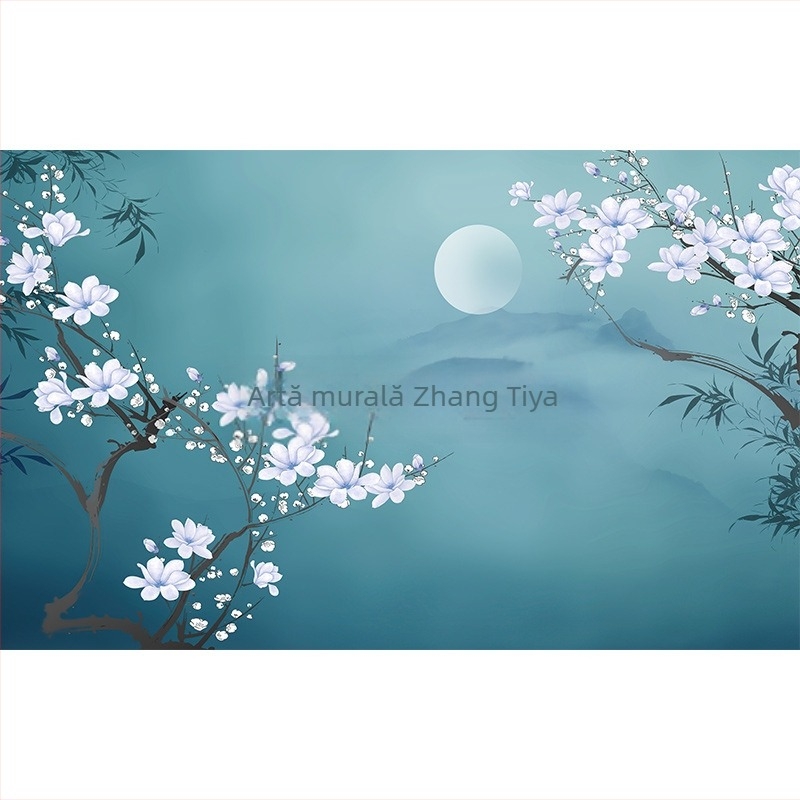 Tapet de mătase pentru living – model floral, stil modern minimalist