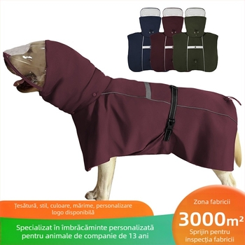Palton impermeabil pentru câine cu glugă - poliester, dublu strat, stil casual, haine pentru animale de companie