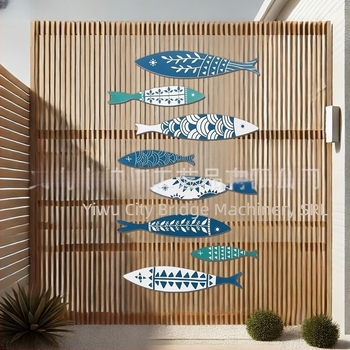 Decorațiune murală din lemn cu pești, set de 8 bucăți, autoadezive, artă de perete pentru dormitor