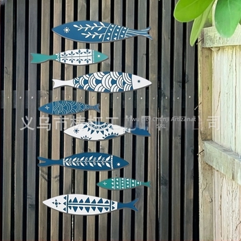 Decorațiune murală din lemn cu pești, set de 8 bucăți, autoadezive, artă de perete pentru dormitor