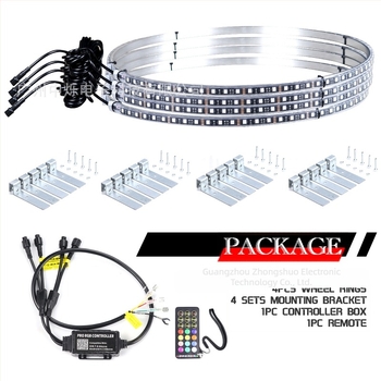 Lumină pentru jantă RGB ZS-WR1, aluminiu, 12V DC, 36W, control de la distanță și prin aplicație, compatibil cu mașini mici, mini, CDV, MPV, SUV