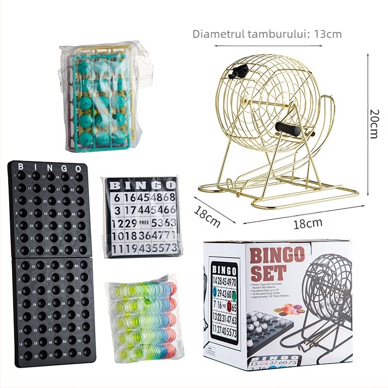 Mașină de Bingo cu roată rotativă – extragere manuală, amplificator de atmosferă la petrecere, jucărie interactivă, construcție din fier și plastic