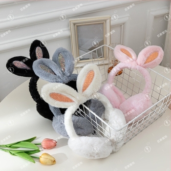 Muffs pentru urechi cu urechi de iepure – Unisex, Cald pentru iarnă, Velur, Stil de bază/Casual, Model solid