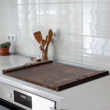 Capac din lemn pentru aragazul cu gaz – tocător multifuncțional și tavă portabilă