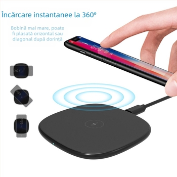 Încărcător wireless de birou Qi, 15W QC3.0 încărcare rapidă, certificat CE/FCC/RoHS