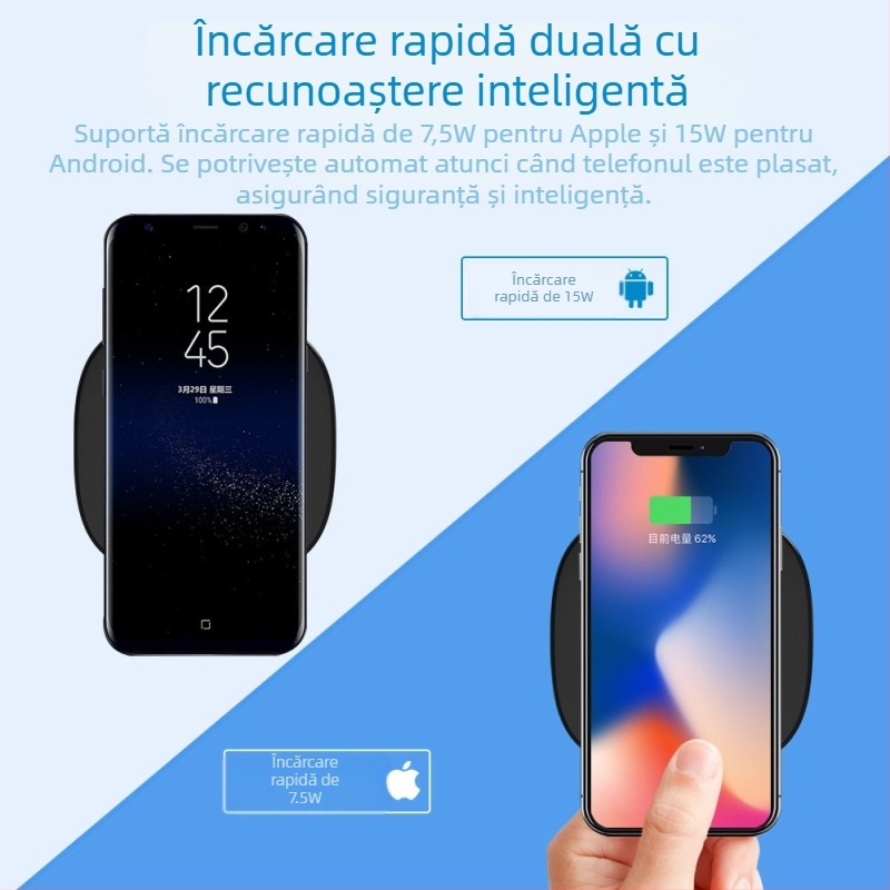 Încărcător wireless de birou Qi, 15W QC3.0 încărcare rapidă, certificat CE/FCC/RoHS