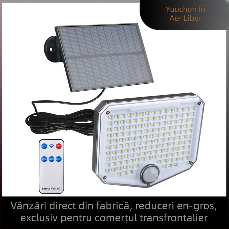 Lumină solar LED de perete pentru exterior cu senzor de mișcare, IP65 impermeabil, 10W, 1.2V