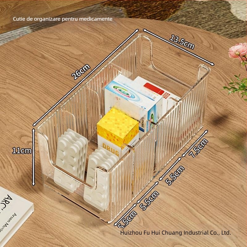 Cutie pentru medicamente, cutie PET cu compartimente, din plastic, fără capac