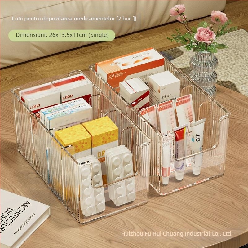 Cutie pentru medicamente, cutie PET cu compartimente, din plastic, fără capac