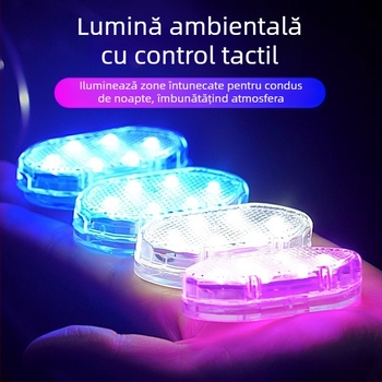 Lampă ambientală LED pentru mașină cu lampă de citire tactilă, lumină la pragul ușilor și iluminare cu senzor (Compatibilitate universală, control prin atingere, lampă de citire, iluminare cu senzor)
