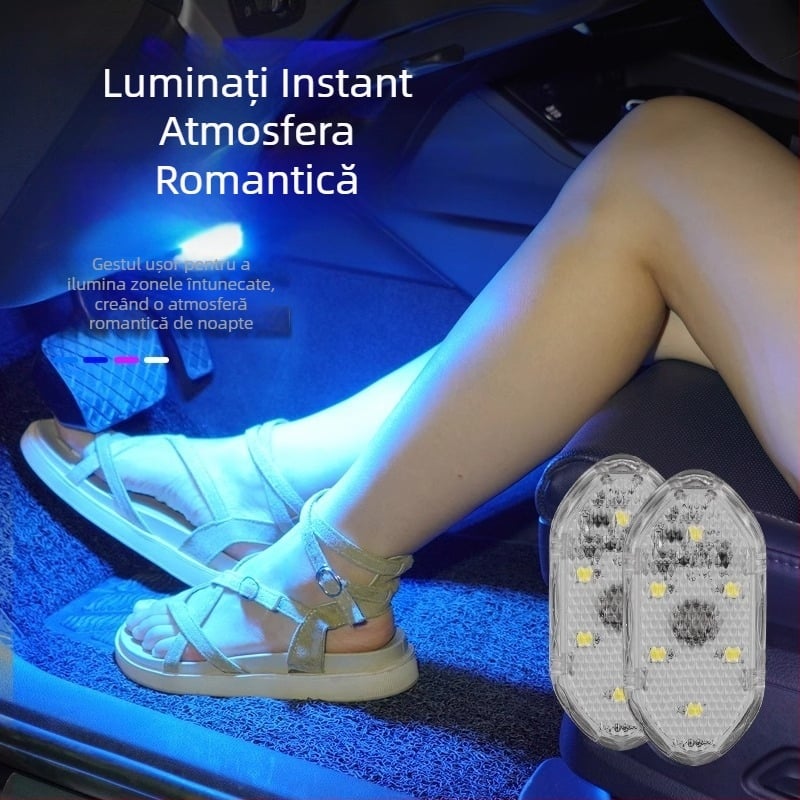 Lampă ambientală LED pentru mașină cu lampă de citire tactilă, lumină la pragul ușilor și iluminare cu senzor (Compatibilitate universală, control prin atingere, lampă de citire, iluminare cu senzor)