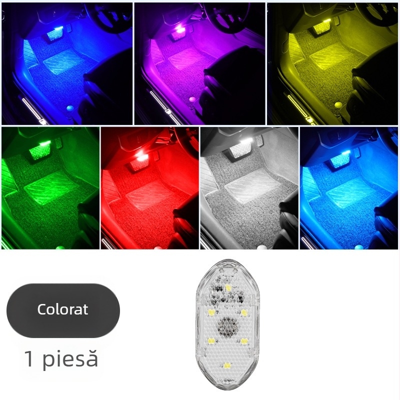 Lampă ambientală LED pentru mașină cu lampă de citire tactilă, lumină la pragul ușilor și iluminare cu senzor (Compatibilitate universală, control prin atingere, lampă de citire, iluminare cu senzor)
