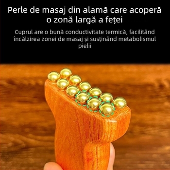 Instrument de masaj facial cu Huanghuali Rosewood și mărgele din alamă, construcție din lemn, 90 g, brand Ruilin