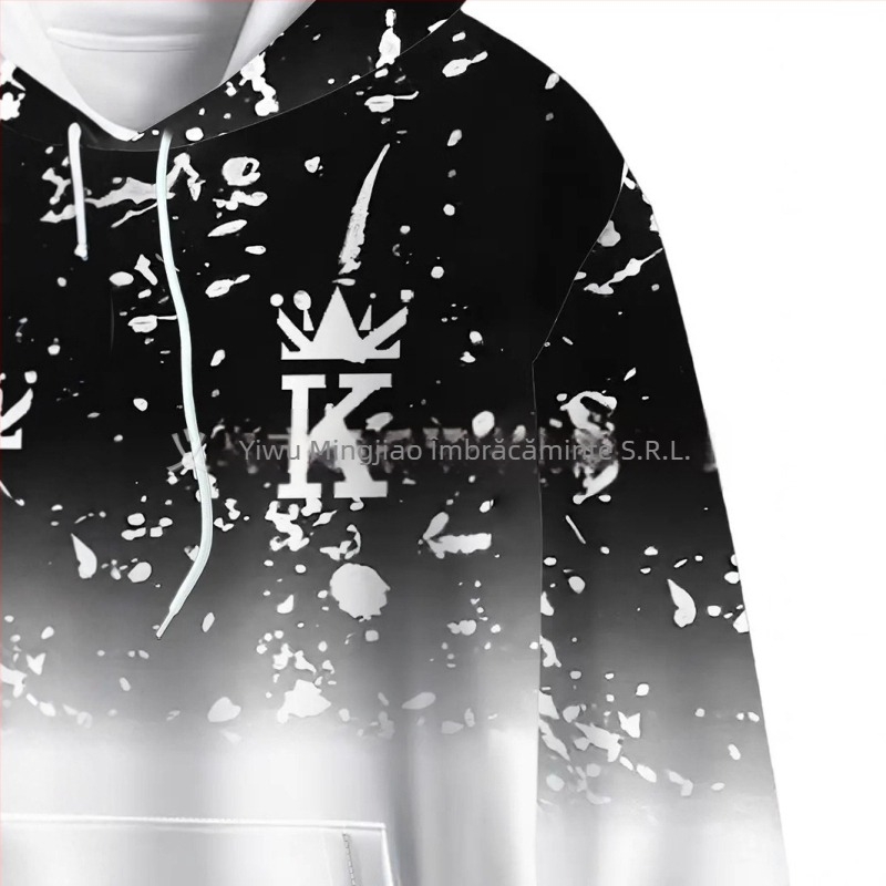 Set din două piese cu hanorac și pantaloni, imprimare cu litere, poliester 96%+, croială lejeră, toamnă