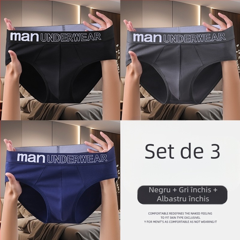 Chiloți bărbați din bumbac, talie medie, antibacterian, căptușeală inghinală din bumbac, primăvara 2025