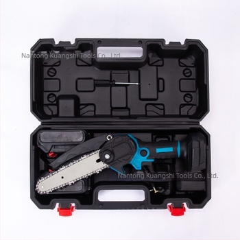 Ferăstrău cu lanț electric, fără fir, portabil, baterie Li-ion, putere mare (baterie Li-ion de 21V, materialul lanțului: oțel, intervalul de tensiune: AC monophasic și DC ≤ 50V)