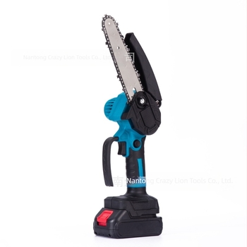 Ferăstrău cu lanț electric, fără fir, portabil, baterie Li-ion, putere mare (baterie Li-ion de 21V, materialul lanțului: oțel, intervalul de tensiune: AC monophasic și DC ≤ 50V)