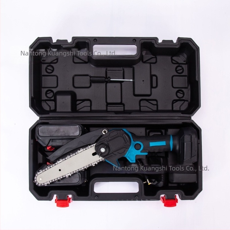Ferăstrău cu lanț electric, fără fir, portabil, baterie Li-ion, putere mare (baterie Li-ion de 21V, materialul lanțului: oțel, intervalul de tensiune: AC monophasic și DC ≤ 50V)