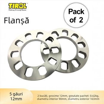 TIROL flanșă pentru butucul de roată din aliaj de aluminiu — model cu 5 și 4 găuri, grosime 12 mm, personalizare disponibilă
