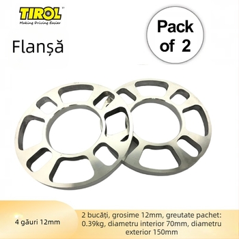 TIROL flanșă pentru butucul de roată din aliaj de aluminiu — model cu 5 și 4 găuri, grosime 12 mm, personalizare disponibilă