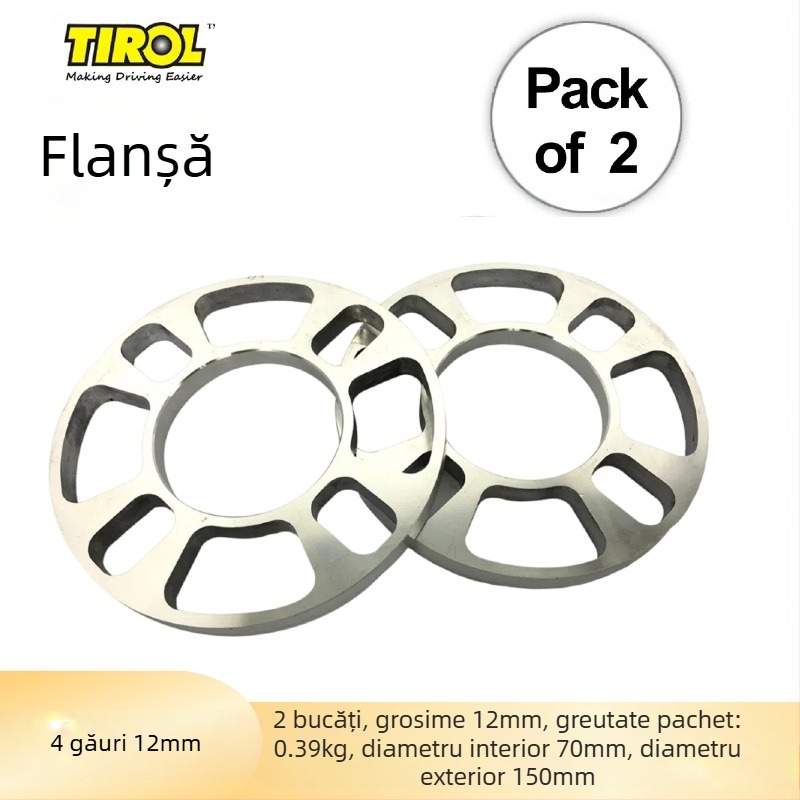 TIROL flanșă pentru butucul de roată din aliaj de aluminiu — model cu 5 și 4 găuri, grosime 12 mm, personalizare disponibilă