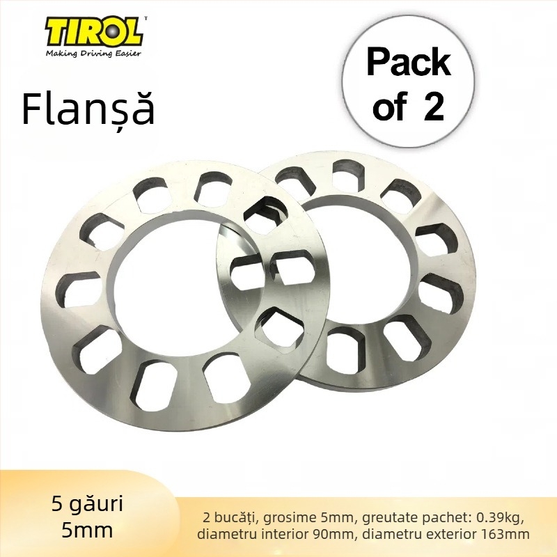 TIROL flanșă pentru butucul de roată din aliaj de aluminiu — model cu 5 și 4 găuri, grosime 12 mm, personalizare disponibilă
