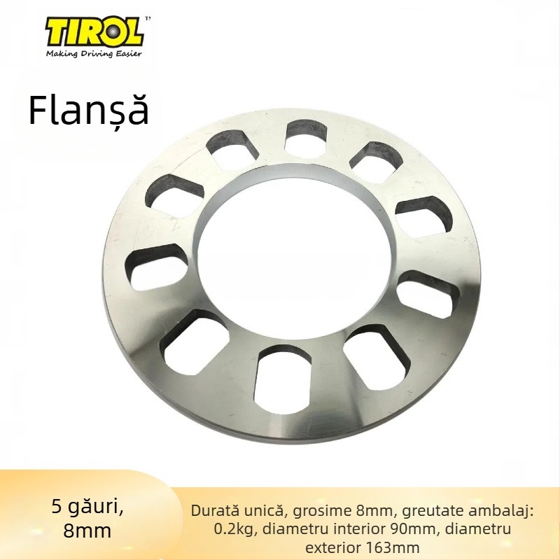 TIROL flanșă pentru butucul de roată din aliaj de aluminiu — model cu 5 și 4 găuri, grosime 12 mm, personalizare disponibilă