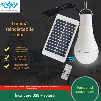 Lampa de urgență reîncărcabilă cu telecomandă, pentru uz casnic, baterie încorporată, intrare 5–6V, flux luminos 350–500 lm, fascicul de 180°, reglabilă intensitate