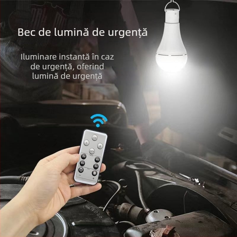 Lampa de urgență reîncărcabilă cu telecomandă, pentru uz casnic, baterie încorporată, intrare 5–6V, flux luminos 350–500 lm, fascicul de 180°, reglabilă intensitate