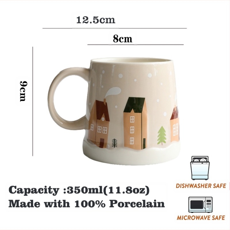 Set de căni de Crăciun cu om de zăpadă, rezistente la căldură, cu capac și filtru, set de trei piese, în cutie cadou