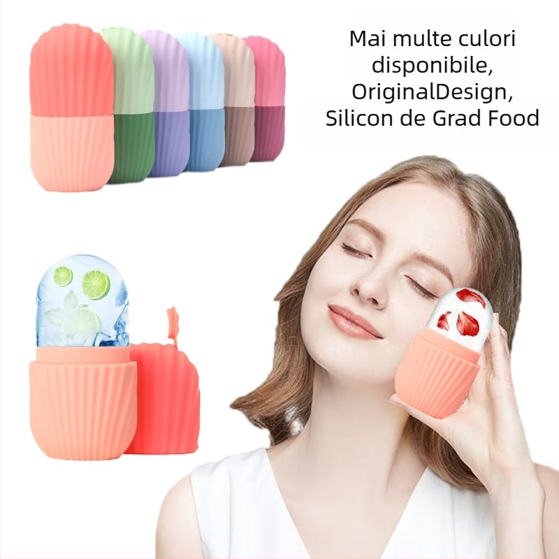 Tăviță de gheață pentru față din silicon, Tăviță de masaj pentru gheață, Stil neregulat, Eliberare ușoară (Material: Silicon; Categorie: Tăviță de gheață)