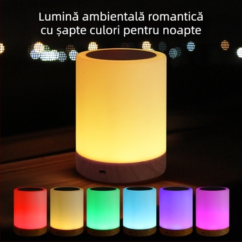 Lumină de noapte cu baterie încorporată, abajur din sticlă, întrerupător cu buton, control inteligent, tensiune ≤36V