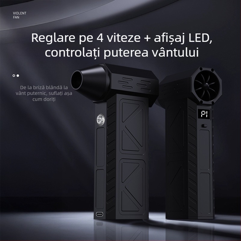Ventilator cu turbina portabil, mini pentru camping în aer liber, cu viteză mare, fără peri