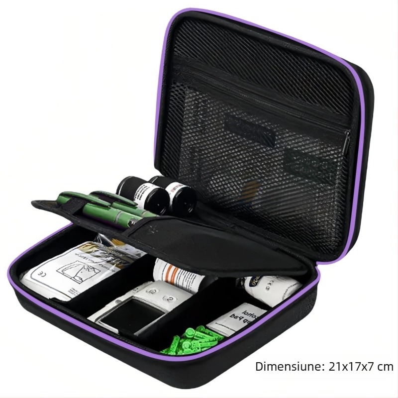 Cutie de depozitare pentru instrumente și consumabile pentru diabet, stilou de insulină, glucometru și cutie cu medicamente pentru îngrijirea diabetului