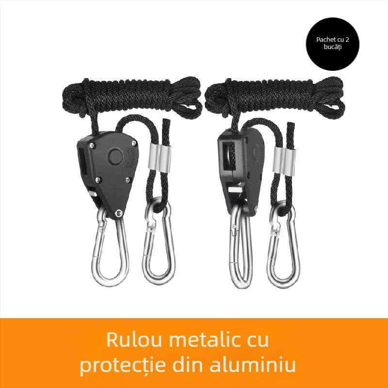 Roată metalică cu cârlig pentru corturi și prelatare — material: fier; structură: cataramă tip avion; aplicații: corturi, accesorii pentru prelatare; marcă: Cow buckle