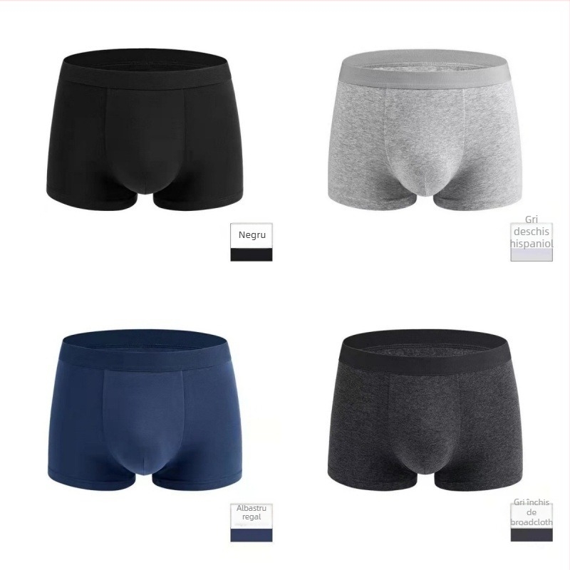 Boxeri bărbați din bumbac, antibacterieni, respirabili, talie medie, 95-100% bumbac