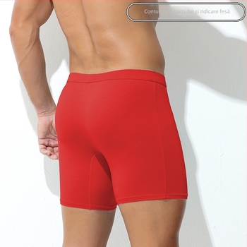 Boxeri pentru bărbați, respirabili, din viscose, tricotate, talie medie, culoare solidă