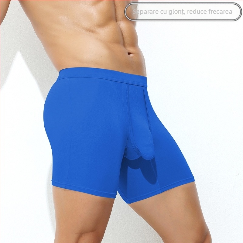 Boxeri pentru bărbați, respirabili, din viscose, tricotate, talie medie, culoare solidă