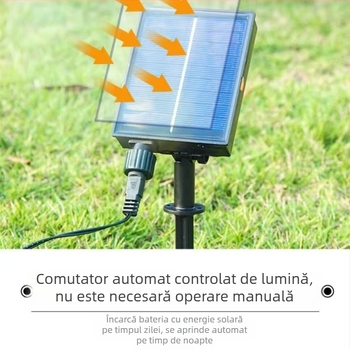 Ghirlandă LED solară cu efect stele, exterior, rezistentă la apă, multicoloră, decor ambiental pentru curte