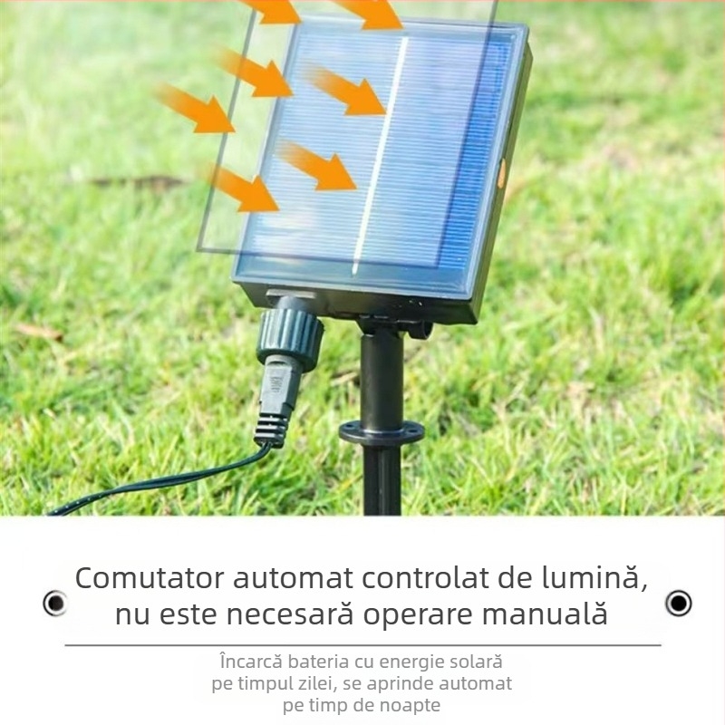 Ghirlandă LED solară cu efect stele, exterior, rezistentă la apă, multicoloră, decor ambiental pentru curte