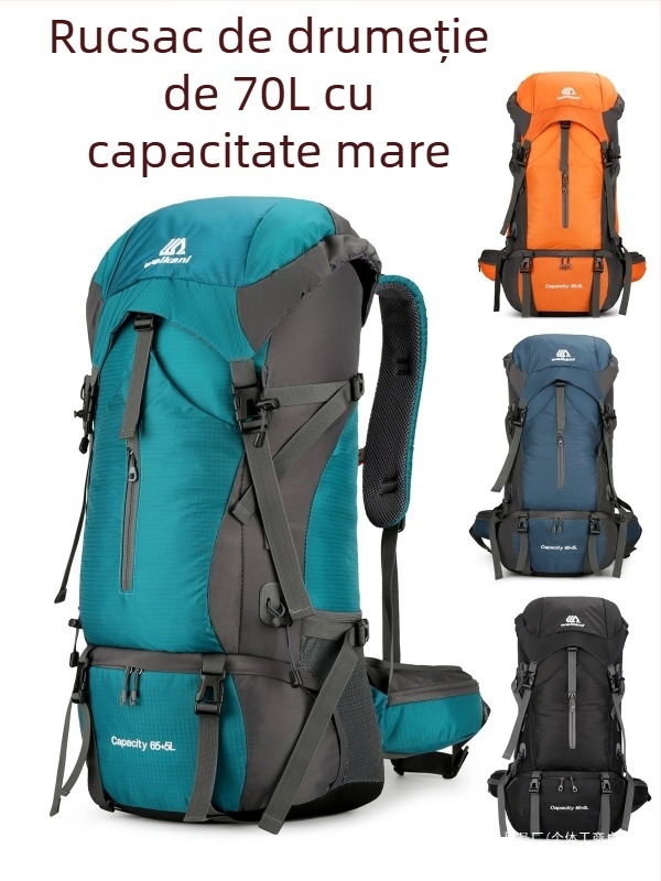 Rucsac din nylon, rezistent la apă, multifuncțional pentru drumeții, camping și călătorii