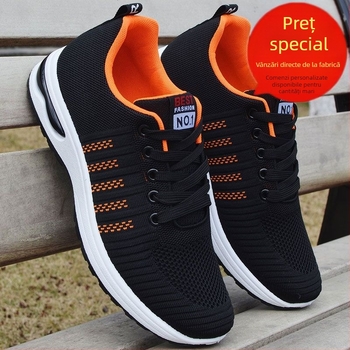 Pantofi de mers pentru bărbați, upper din plasă respirabilă, talpă moale cu pernă, anti-odor, șiret frontal, pentru toate anotimpurile, stil casual zilnic