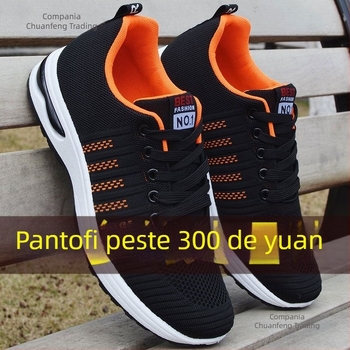 Pantofi de mers pentru bărbați, upper din plasă respirabilă, talpă moale cu pernă, anti-odor, șiret frontal, pentru toate anotimpurile, stil casual zilnic