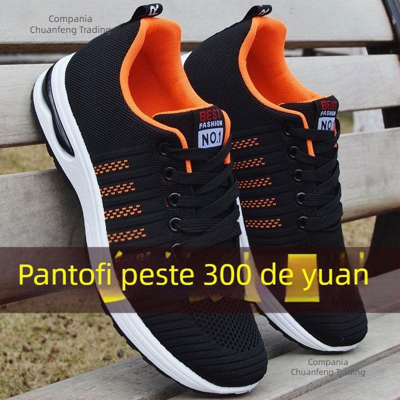 Pantofi de mers pentru bărbați, upper din plasă respirabilă, talpă moale cu pernă, anti-odor, șiret frontal, pentru toate anotimpurile, stil casual zilnic